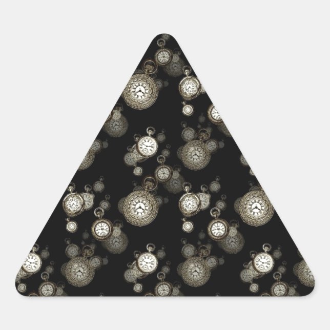 Watch faces print - steampunk patterned accessory triangle sticker (Front)