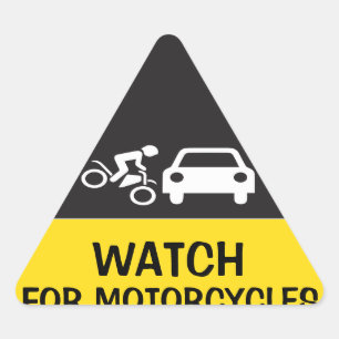 WATCH FOR MOTORCYCLES TRIANGLE STICKER