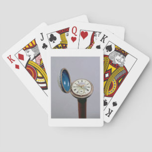 Watch gadget cane (cloisonne enamel) playing cards