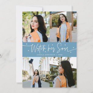 Watch Her Soar Multi Photo Denim Blue Grad Announcement