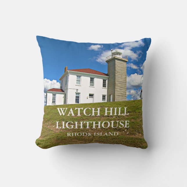 Watch Hill Lighthouse, Rhode Island Throw Pillow (Front)