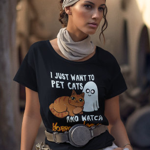 Watch Horror Movies and Pet Cats Halloween Gag Tri-Blend Shirt