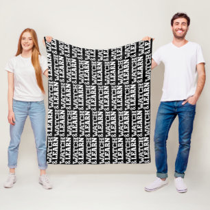Watch & Learn White Text Fleece Blanket