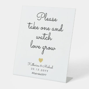 Watch Love Grow Elegant Plants Wedding Favour Sign