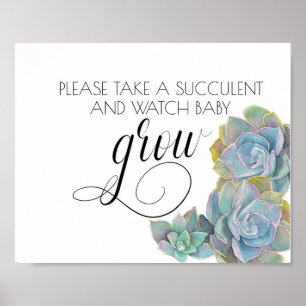 WATCH ME GROW, BABY SHOWER, FAVOR, SUCCULENT FAVOR POSTER
