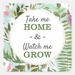 Watch Me Grow Baby Shower Sprinkle Pot Seed Bag Square Sticker