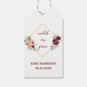 Watch Me Grow Boho Fall Floral Autumn Baby Shower Gift Tags