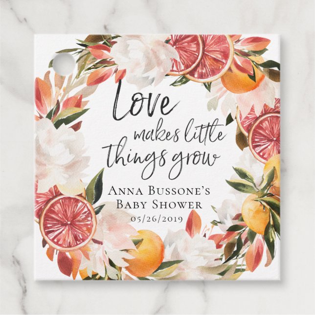 Watch Me Grow | Citrus Baby Shower Favour Tag (Front)