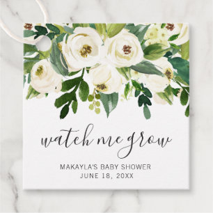 Watch Me Grow Elegant Floral Girl Baby Shower Favour Tags