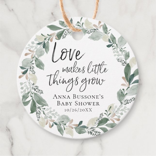 Watch Me Grow | Eucalyptus Baby Shower Favour Tag (Front)
