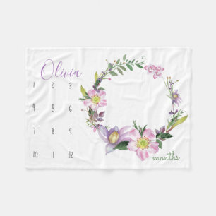 Watch me grow - Flower Photo prop watercolor Fleece Blanket