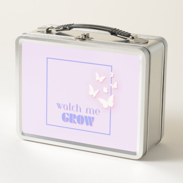 Watch me grow, Motivational, Inspirational, Preppy Metal Lunch Box (Front)