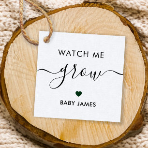 Watch Me Grow, Plant Baby Shower Tag, Forest Green Favour Tags