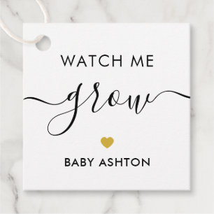 Watch Me Grow, Plant Baby Shower Tag, Gold Favour Tags