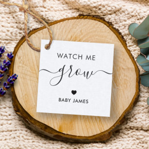 Watch Me Grow, Plant Baby Shower Tag, Kraft Favour Tags