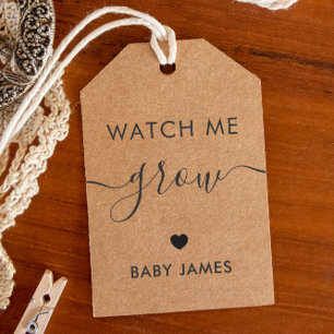 Watch Me Grow, Plant Baby Shower Tag, Kraft Gift Tags