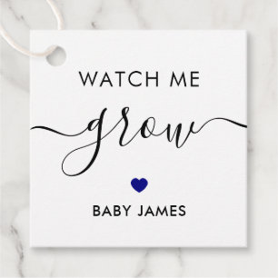 Watch Me Grow, Plant Baby Shower Tag, Navy Blue Favour Tags