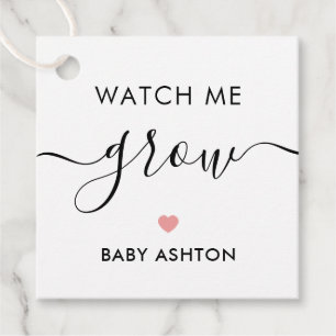 Watch Me Grow, Plant Baby Shower Tag, Pink Favour Tags