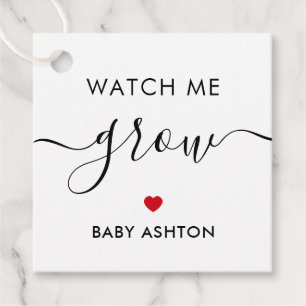 Watch Me Grow, Plant Baby Shower Tag, Red Favour Tags