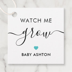 Watch Me Grow, Plant Baby Shower Tag, Turquoise Favour Tags