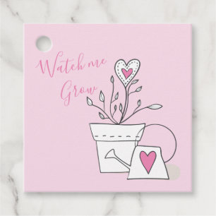Watch Me Grow Plant Gift Pink Baby Shower Favour Tags