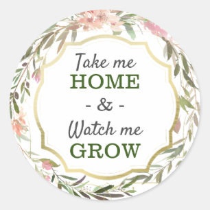 Watch Me Grow Rustic Chic Baby Shower Sprinkle Classic Round Sticker