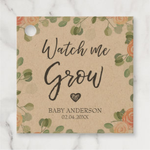 Watch Me Grow Rustic Floral Greenery Boho Elegant Favour Tags