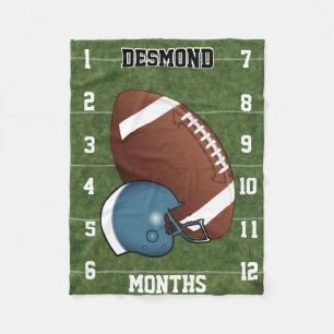 Watch Me Grow 👶 - Sport Football 🏈- Blue Fleece Blanket