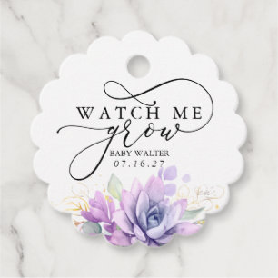 Watch Me Grow - Succulents Greenery Baby Shower Fa Favour Tags
