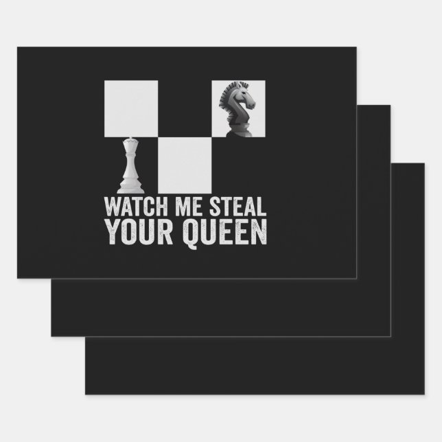 Watch me Steal Your Queen Funny Chess Board Gift Wrapping Paper Sheet (Set)