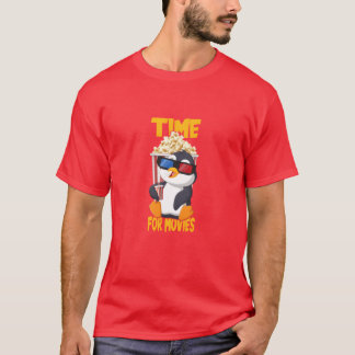 Watch Movies With Cartoon Penguin family T-Shirt
