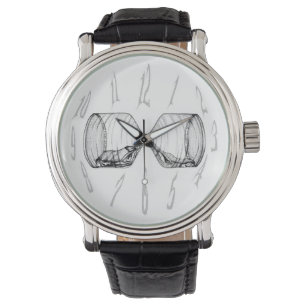 Watch numbers & upright hourglass draining face