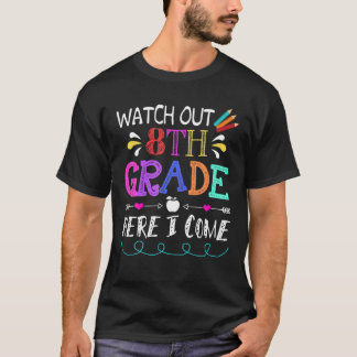 Watch Out 8Th Grade Here I Come Funny Unicorn Back T-Shirt