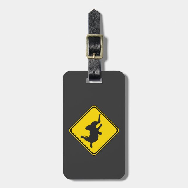 Watch out Dancing Elephant Xing! Luggage Tag (Front Vertical)