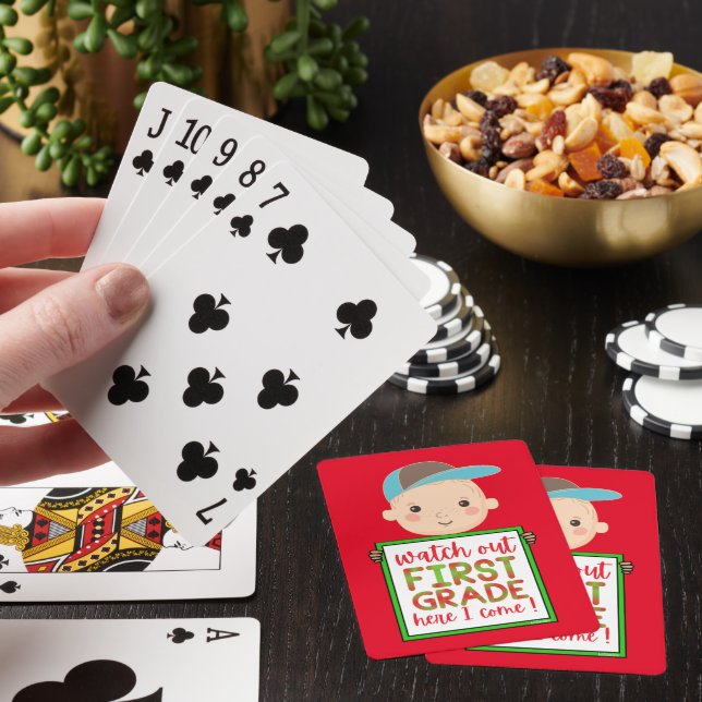 WATCH OUT FIRST GRADE HERE I COME funny cute       Playing Cards (In Situ)