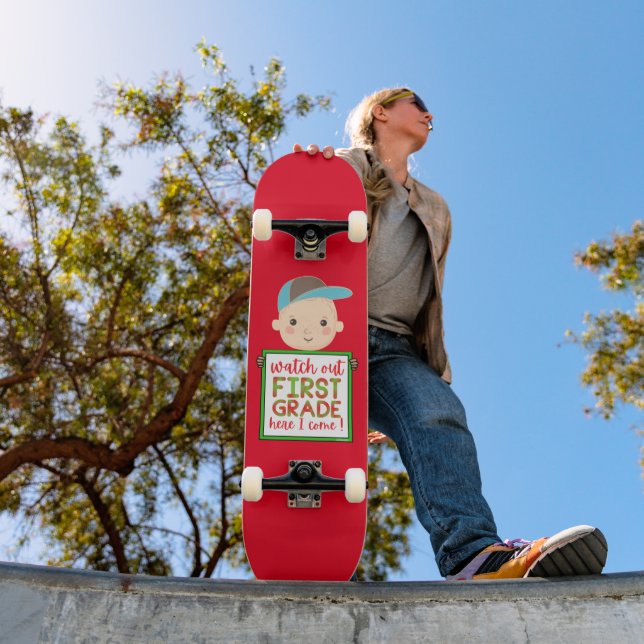 WATCH OUT FIRST GRADE HERE I COME funny cute       Skateboard (Outdoor 1)