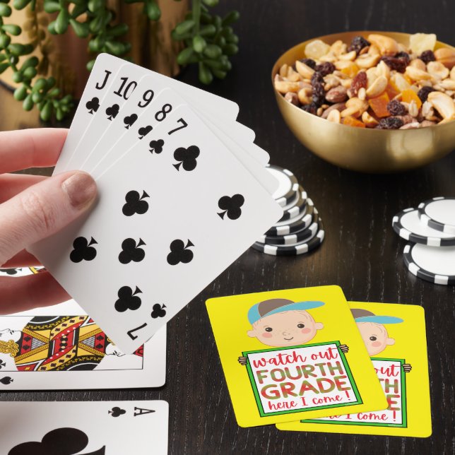 WATCH OUT FOURTHGRADE HERE I COME funny cute       Playing Cards (In Situ)