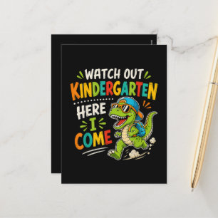 Watch Out Kindergarten Here I Come Dino Holiday Postcard