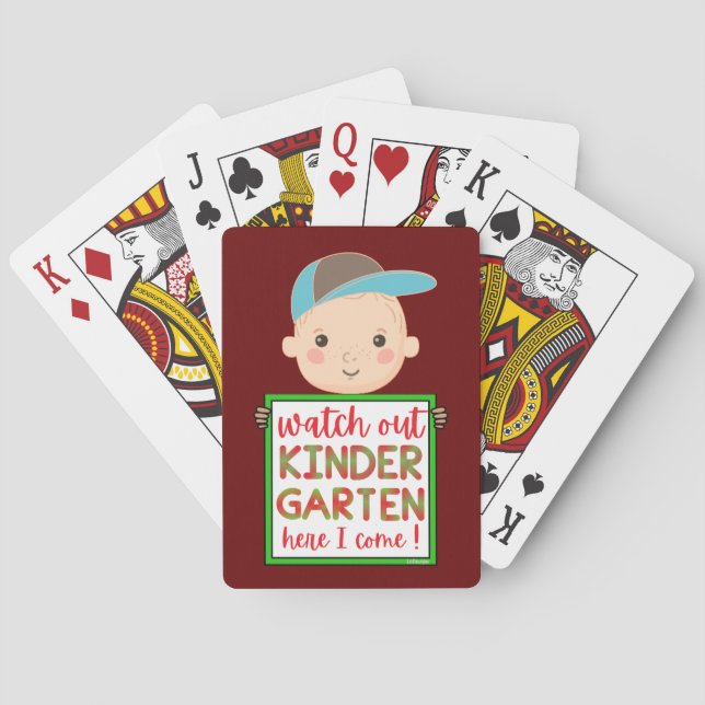 WATCH OUT KINDERGARTEN HERE I COME funny cute      Playing Cards (Back)