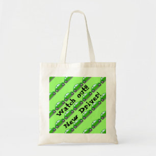 Watch out!!! New Driver! Green Car Tote Bag