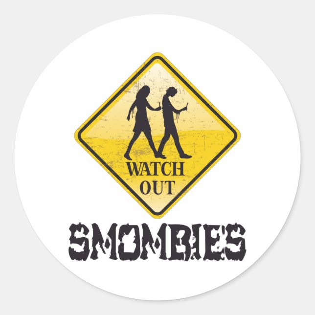 Watch out Smombies Classic Round Sticker (Front)