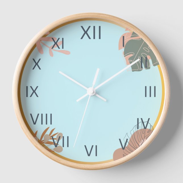 watch "Pastell Leaf - pastel blue" Clock (Front)