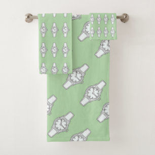 Watch The Time Fun Mint Bath Towel Set