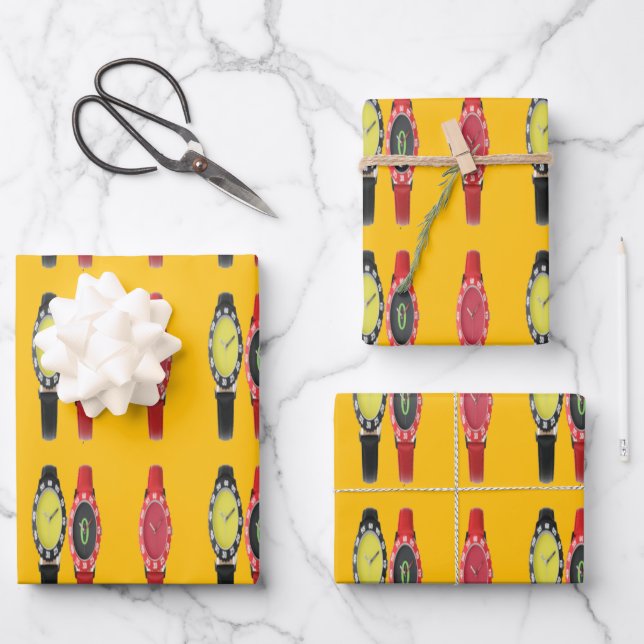 WATCH The Time Yellow  Wrapping Paper Sheet (Front)