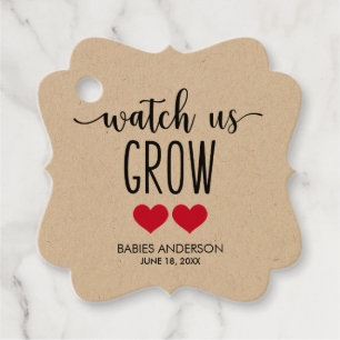 Watch US Grow Plant Twin Baby Shower Kraft Favour Tags
