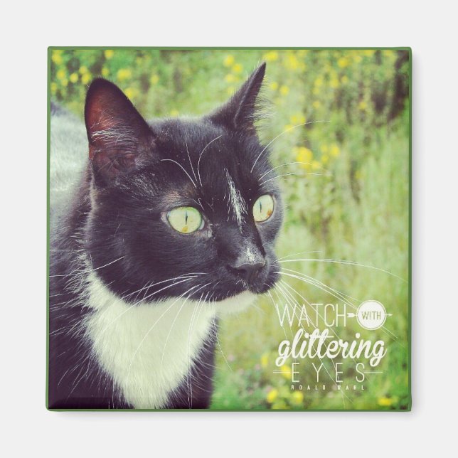 Watch With Glittering Eyes Cat Magnet (Front)