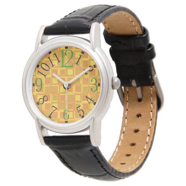 Watch with orange squares of the 70s (Angled)