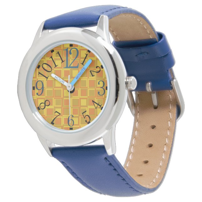 Watch with orange squares of the 70s (Angled)