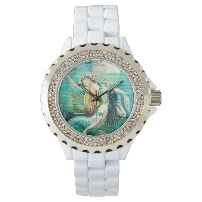 Watch with Rhinestones and Mermaid Dial (Front)