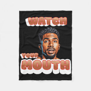 Watch Your Mouth Sticker Fleece Blanket